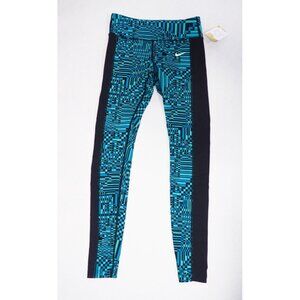 Nike Teal Green, Blue & Black Dri-Fit Geometric Print Athletic Pants, Size S